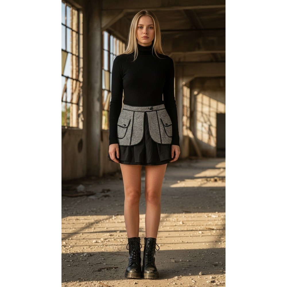 Vinage Y2K BCBGeneration cargo mini skirt sz 4 dark academia F33